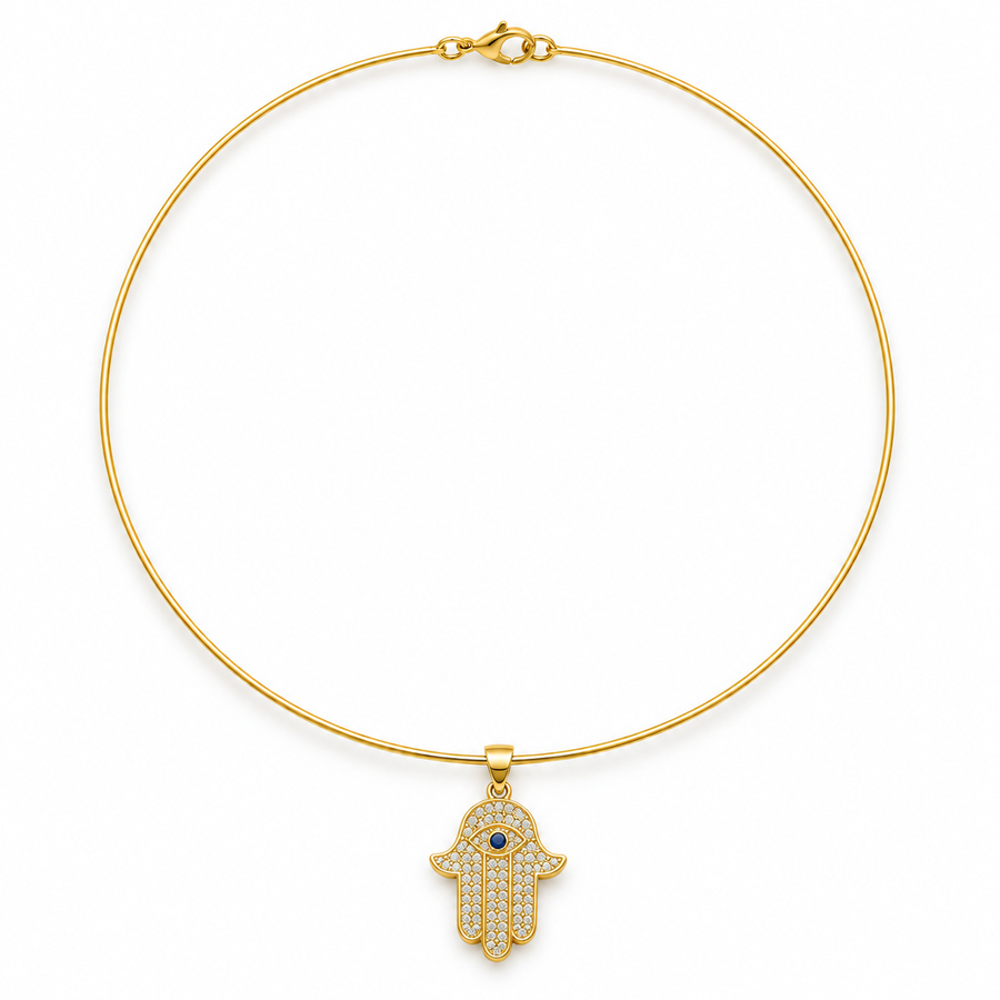 Pavé Hamsa Choker Necklace